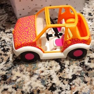 Polly Pocket Pink And Orange Cheetah Print VINTAGE 2001 Jeep Car